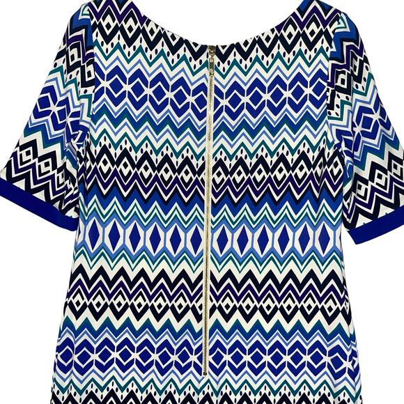 Eliza J Dress Shift Blue Chevron - Picture 6 of 9